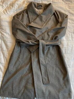 NWT a new day Brown and White Wrap Trench Coat - XS